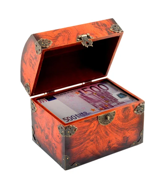 Euro money in treasure chest — Stock Photo, Image