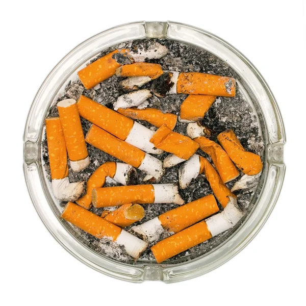 Cinzeiro cheio de pontas de cigarro — Fotografia de Stock