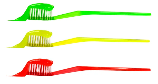 Pasta de dentes em escova de dentes — Fotografia de Stock