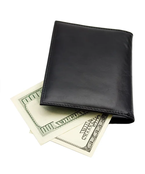 お金のドルのレザー折財布 — ストック写真