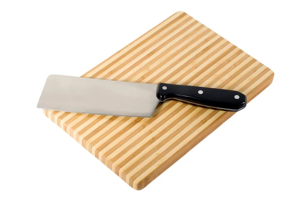 Meat-cleaver and chopping board — Stock Photo, Image