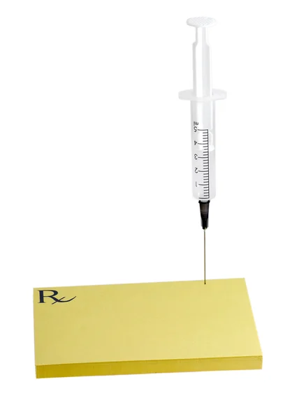 Prescription pad syringe — Stock Photo, Image