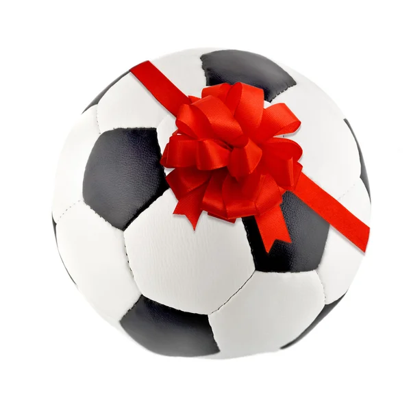 Ribbon Bow in Soccer ball — Stock Photo, Image
