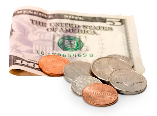 Pięć dolar i centów — Zdjęcie stockowe