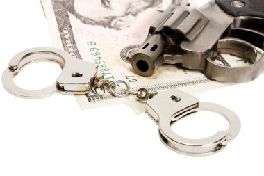 Pistol handcuffs money clipart