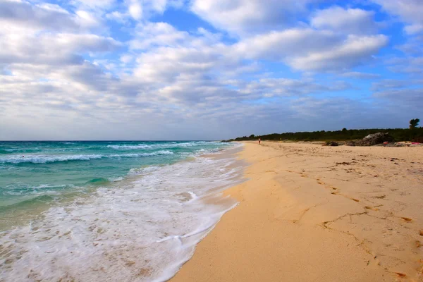 Волны на прекрасном золотом пляже — стоковое фото