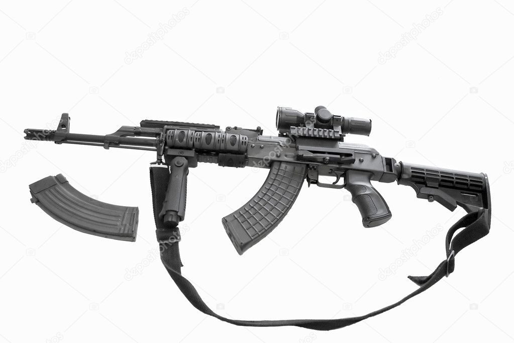 AK-47 assault rifle on a white back ground