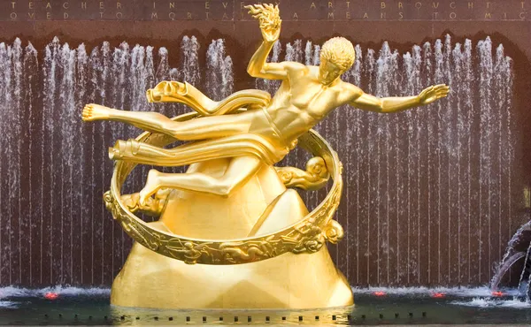 Центр Рокфеллера Статуя Прометея Манхэттен Нью-Йорк — стоковое фото