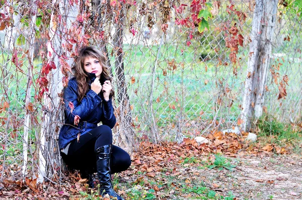 Pensive autumn teen girl — Stock Photo, Image
