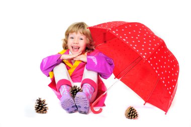 Child with umbrella clipart