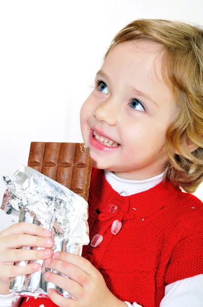 Κορίτσι και σοκολάτα — Φωτογραφία Αρχείου