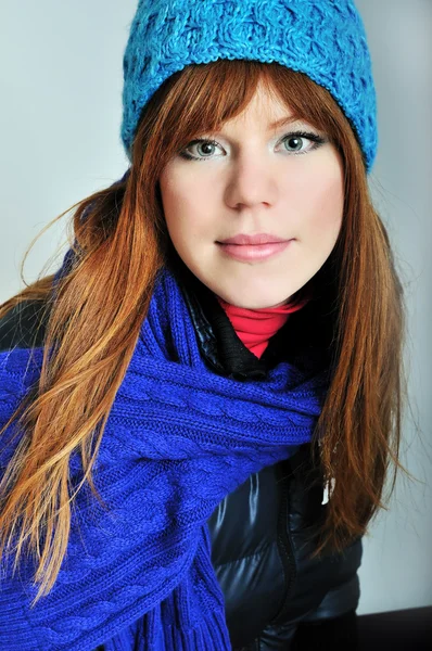 Redheaded winter girl — Stock Photo, Image