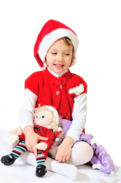 Щаслива гра Санта дівчина — стокове фото