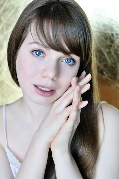 Dívka s modrýma očima — Stock fotografie