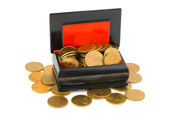 Soldi d'oro in scatola — Foto Stock