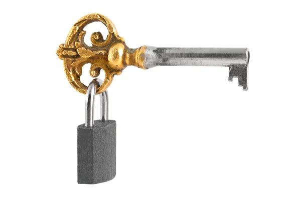 Retro nyckel och lås — Stockfoto