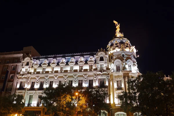 晚上在西班牙马德里 — 图库照片