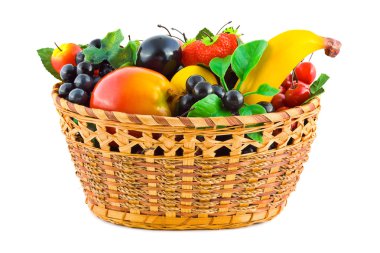 Basket with fruits clipart