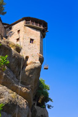 Meteora Manastırı ve kaldırma kafes Yunanistan