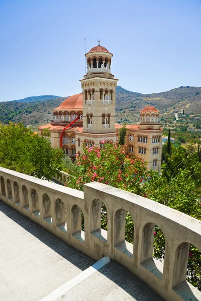 stock image Church Agios Nectarios on island Aegina, Greece