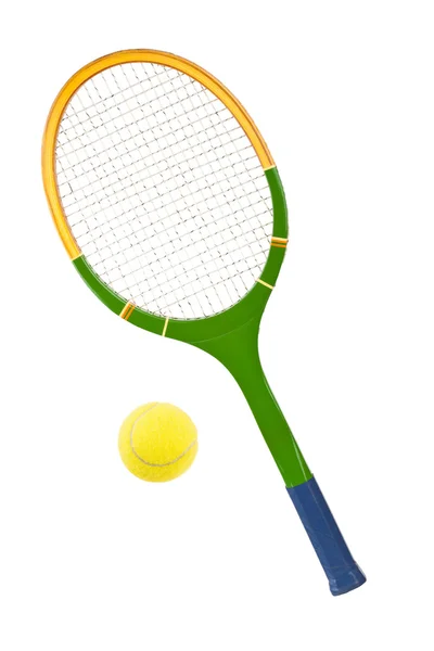 Tenis raketi ve top — Stok fotoğraf