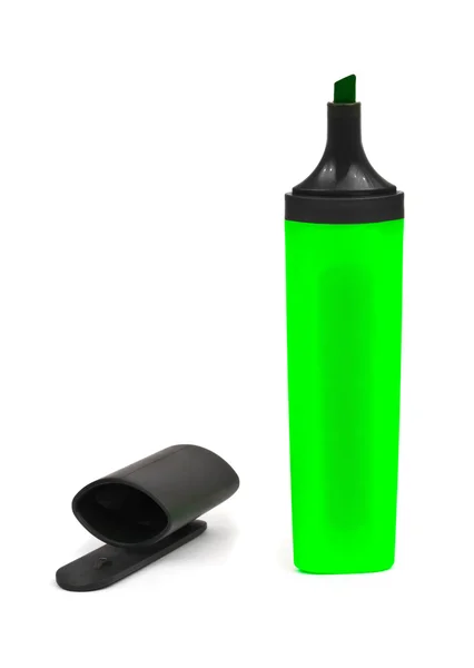 Marcador verde e tampa — Fotografia de Stock