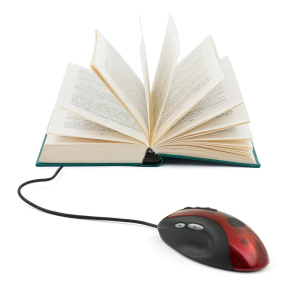 Computadora ratón y libro — Foto de Stock