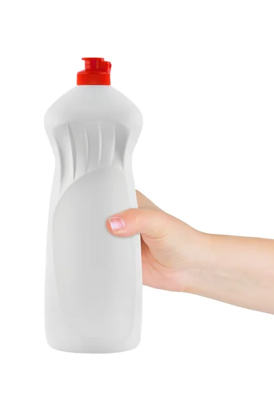 プラスチック製のボトルを手します。 — ストック写真