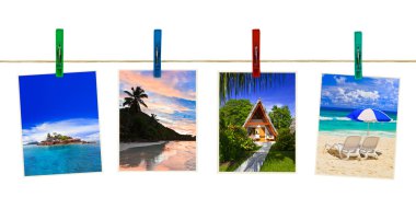 Vacation beach photography on clothespins clipart