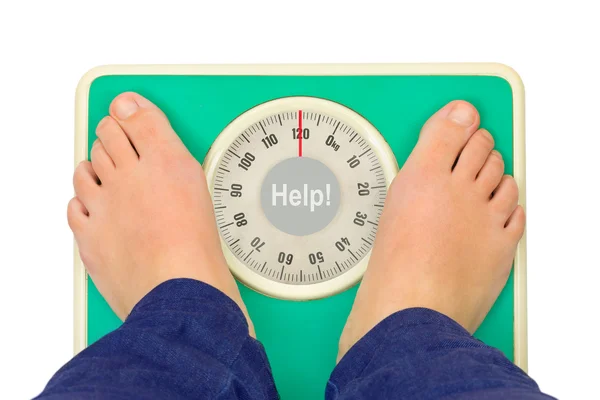 Mujer pies y escala de peso Ayuda ! —  Fotos de Stock