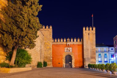 Gates to Real Alcazar Gardens in Seville Spain clipart