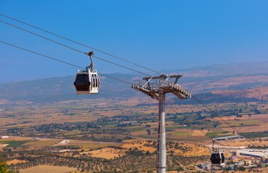 Cableway car in ancient city of Pergamon Turkey clipart