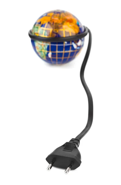 Globe and electrical cable — Zdjęcie stockowe
