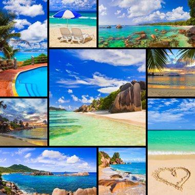 Collage of summer beach images clipart