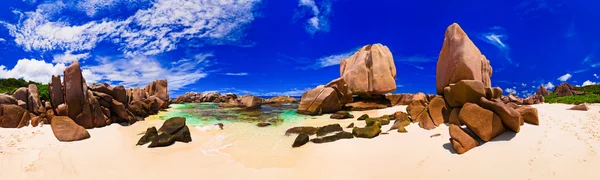 塞舌尔热带海滩全景 — 图库照片
