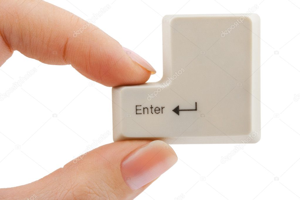 Computer button in hand