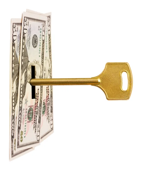 Klíč a peníze — Stock fotografie