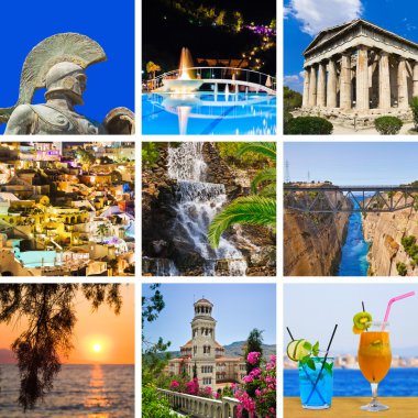 Collage of Greece travel images clipart