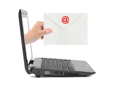 Hand with letter and notebook clipart