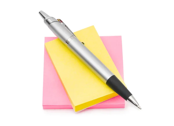 Papel de nota e caneta — Fotografia de Stock