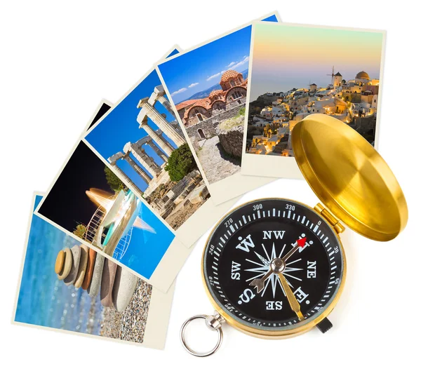 Griekenland fotografie en kompas — Stockfoto