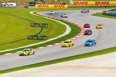 SEPANG, MALAYSIA - APRIL 9: Cars on track at race of Malaysian S clipart