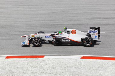 SEPANG, MALAYSIA - APRIL 8: Sergio Perez (team Sauber) at first clipart