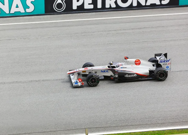 SEPANG, MALAYSIA - APRIL 8: Kamui Kobayashi (team Sauber) at fir — Stock Photo, Image
