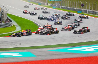 SEPANG, MALAYSIA - APRIL 10: Cars on track at race of Formula 1 clipart