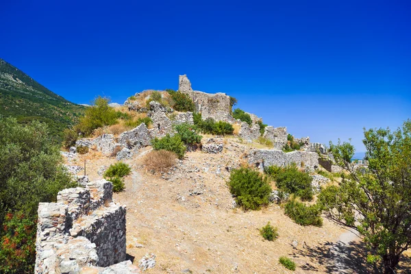 Ερείπια της παλιάς φρούριο στο Μυστρά, Ελλάδα — Φωτογραφία Αρχείου
