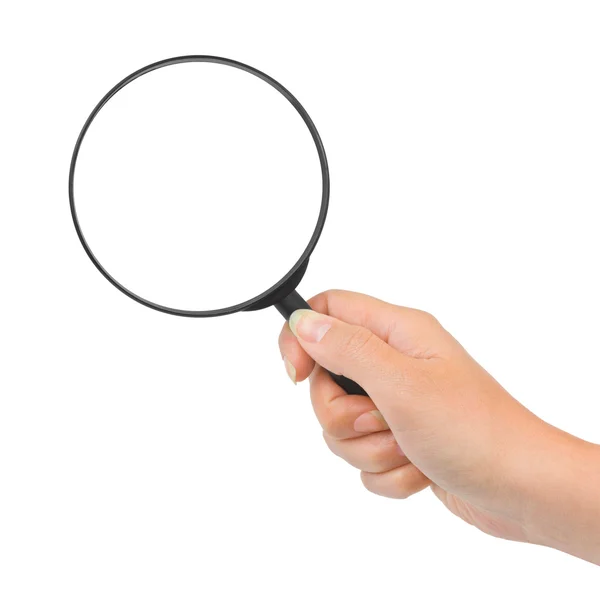 Magnifying glass in hand — Stock Photo, Image