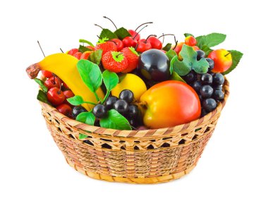 Basket with fruits clipart