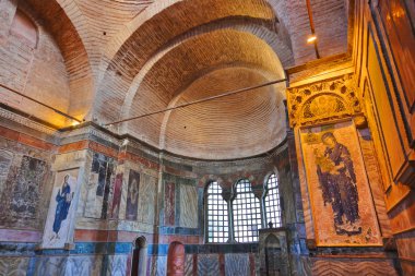 Mosaic interior in Chora church at Istanbul Turkey clipart