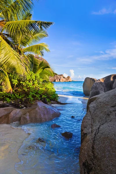 Playa tropical Fuente D 'Argent en Seychelles —  Fotos de Stock